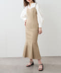 natural couture(ナチュラルクチュール) 【WEB限定カラー有り】ハイウエストマーメイドジャンバースカート