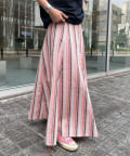 SHENERY(シーナリー) 【WEB限定カラー：ピンク】切替ストライプフレアマキシスカート