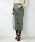 natural couture(ナチュラルクチュール) 【WEB限定カラー有り】裾スカラップフラワーレースタイトスカート Mサイズ
