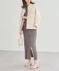 natural couture(ナチュラルクチュール) 周りと差のつくコーデに仕上がる メランジスリットスカート