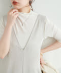 natural couture(ナチュラルクチュール) シアーネット半袖ハイネックプルオーバー