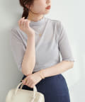 natural couture(ナチュラルクチュール) シアーネット半袖ハイネックプルオーバー