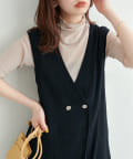 natural couture(ナチュラルクチュール) シアーネット半袖ハイネックプルオーバー