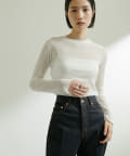 【La nature linge】シアークルーネックトップス　黒 La nature linge】シアークルーネックトップス