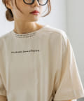 PUAL CE CIN(ピュアルセシン) ロゴフロッキープリント／刺繍Tシャツ