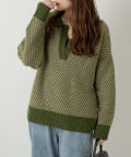 NICE CLAUP / OLIVE des OLIVE OUTLET(ナイスクラップ  / オリーブ デ オリーブ アウトレット) 【WEB限定】ハニカムジャガードスキッパーニット