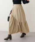 natural couture(ナチュラルクチュール) WEB限定カラーあり/アシメ切替ギャザースカート