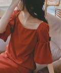 Kastane(カスタネ) 【結婚式/オケージョンドレス】Bell sleeve color dress