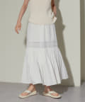 natural couture(ナチュラルクチュール) 【LARUTA】ピンタック×レースコットンスカート