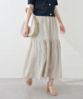 natural couture(ナチュラルクチュール) 配色ステッチティアードスカート