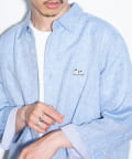 FREDY & GLOSTER(フレディ アンド グロスター) 【GLOSTER】フレンチブルドッグ刺繍 レギュラーカラー7分袖リネンシャツ