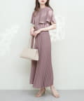 natural couture(ナチュラルクチュール) サイドプリーツケープ風ワンピース