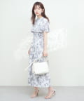 natural couture(ナチュラルクチュール) サイドプリーツケープ風ワンピース