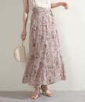 natural couture(ナチュラルクチュール) 線画フラワーフロッキースカート