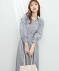 natural couture(ナチュラルクチュール) スキッパー衿7分袖ワンピース