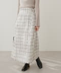 natural couture(ナチュラルクチュール) フリンジ切替サイドベルト付ツイードスカート