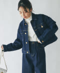 金ボタンが上品な大人デニムジャケット】メタル釦クロップドG