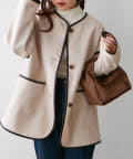 パイピングノーカラーコート | NICE CLAUP / OLIVE des OLIVE OUTLET