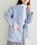natural couture(ナチュラルクチュール) カノコ畦編みフリンジ金釦カーディガン