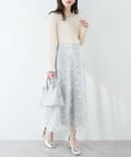 natural couture(ナチュラルクチュール) メッシュ×フラワー刺繍レーススカート