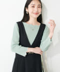 natural couture(ナチュラルクチュール) 袖口配色スカラップ強撚ニット(7分袖)