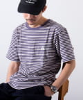 FREDY & GLOSTER(フレディ アンド グロスター) 【GEVACO】クルーネック ボーダーTシャツ ワンポイントロゴ ポケT
