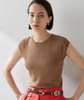 【完売品】ウィムガゼット　シルクリネンリブショートスリーブニット シルクリネンリブショートスリーブニット | Whim Gazette(ウィム