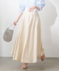 natural couture(ナチュラルクチュール) 【WEB限定】綿麻ハイウエストサーキュラースカート