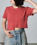 RAY CASSIN(レイカズン) ピグメント切替刺繍Tシャツ