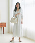 La boutique BonBon シアードッキングドロストスリーブワンピース 最強愛されワンピース】ドットプリントドロストスリーブ