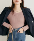 natural couture(ナチュラルクチュール) 裏シャギー2WAYリブニットプルオーバー