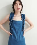 ナチュラルクチュール　8オンスデニムオールインワン　Lサイズ　チャコールグレー natural couture（ナチュラルクチュール）の「8オンスデニム