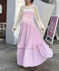 w closet(ダブルクローゼット) 【7色展開】チェックティアードキャミワンピース