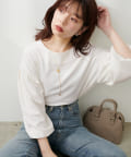 natural couture(ナチュラルクチュール) 【WEB限定】パール付きバルーンスリーブTOPS