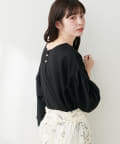 natural couture(ナチュラルクチュール) 【WEB限定】パール付きバルーンスリーブTOPS