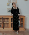 オケージョンドレス/結婚式】velour bell sleeve dress オケージョンドレス/結婚式】velour bell sleeve dress