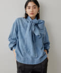 【美品】Whim Gazette(ウィム ガゼット) DENIM ブラウス Whim Gazette(ウィム ガゼット)｜DENIMボウブラウス/インディゴ