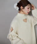 one after another NICE CLAUP(ワンアフターアナザー ナイスクラップ) 【Heart collection】肩リボンニットチュニック
