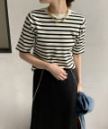 DOUDOU(ドゥドゥ) 5分袖ニットTEE