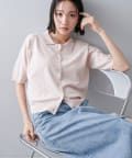 DISCOAT(ディスコート) 【高見え/幅広いテイストに〇】サラモチ衿付き半袖カーディガン《WEB限定カラーあり》