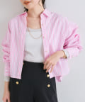 La boutique BonBon(ラブティックボンボン) 【ベストセラー・miki監修カラーあり】ストライプクロップドシャツ