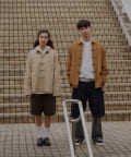 【WHIMSIC】ヴィーガンスウェードレザーチャイナジャケット（アイボリー 2） WHIMSIC コート ジャケット 「UNISEX/2サイズ展開」ヴィーガン