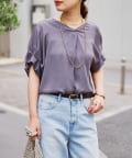 un dix cors(アンディコール) 《新色追加・後ろ姿も綺麗に決まる◎》バックデザインワッシャーカルゼブラウス