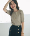 La boutique BonBon(ラブティックボンボン) 【名品・美人見え】クールタッチUV総針5分袖ニット