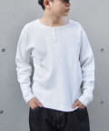 WHO’S WHO gallery(フーズフーギャラリー) 2サイズ【Sourcream/サワークリーム】ワッフルヘンリーネックロンTEE