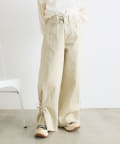 w closet(ダブルクローゼット) 【２サイズ展開】裾リボンワイドデニムパンツ
