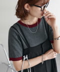 DISCOAT(ディスコート) 【WEB限定】配色半袖プルオーバー