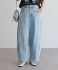 PUAL CE CIN(ピュアルセシン) 【低身長・高身長対応/サイズ展開あり】デニムカーブレッグパンツ