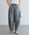 PUAL CE CIN(ピュアルセシン) 【低身長・高身長対応/サイズ展開あり】デニムカーブレッグパンツ