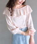 La boutique BonBon(ラブティックボンボン) 【最強愛されニット】スパンコールラッフルオフショルニット